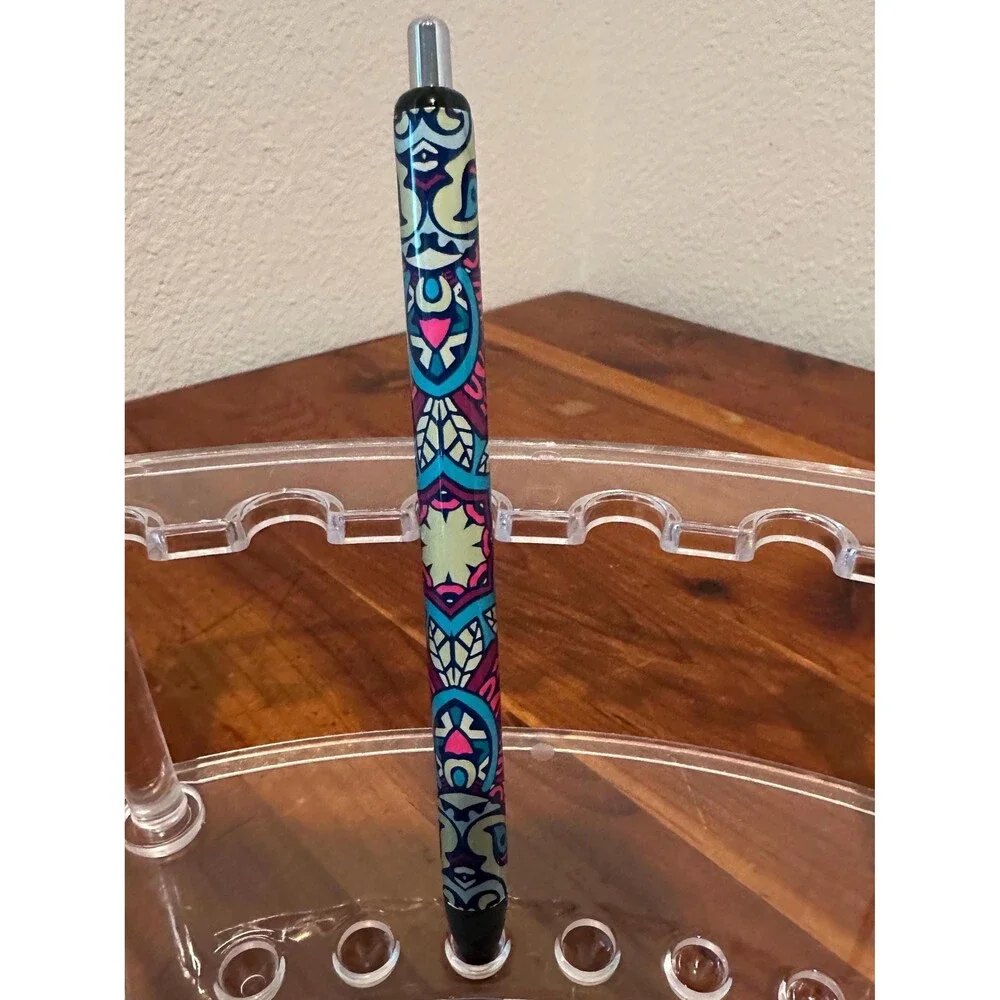 Mosaic Mandala Inkjoy Personalized Pens, Refillable gel pens, Vinyl Wrap, Custom
